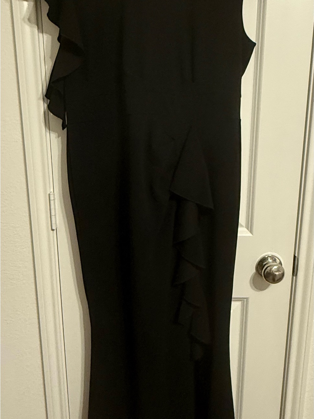 Elegant Black Ruffle-Accent Maxi Dress